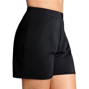 Women's Solid Color Waistband Tankini Boyleg Swimsuit Boardshorts with Briefs